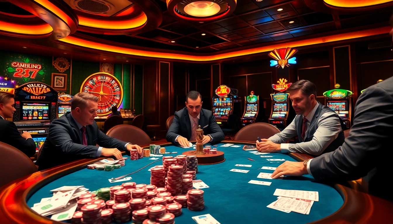 Exciting game of poker at 99ok.co.im, featuring colorful chips and a roulette wheel.