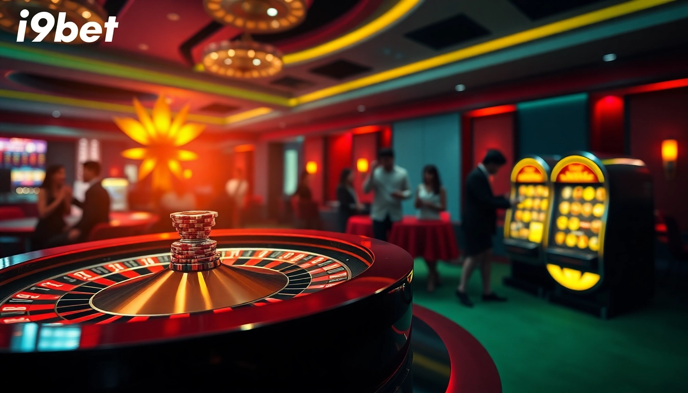 Exciting scene of i9bet đăng ký registration with vibrant casino elements, highlighting gambling action