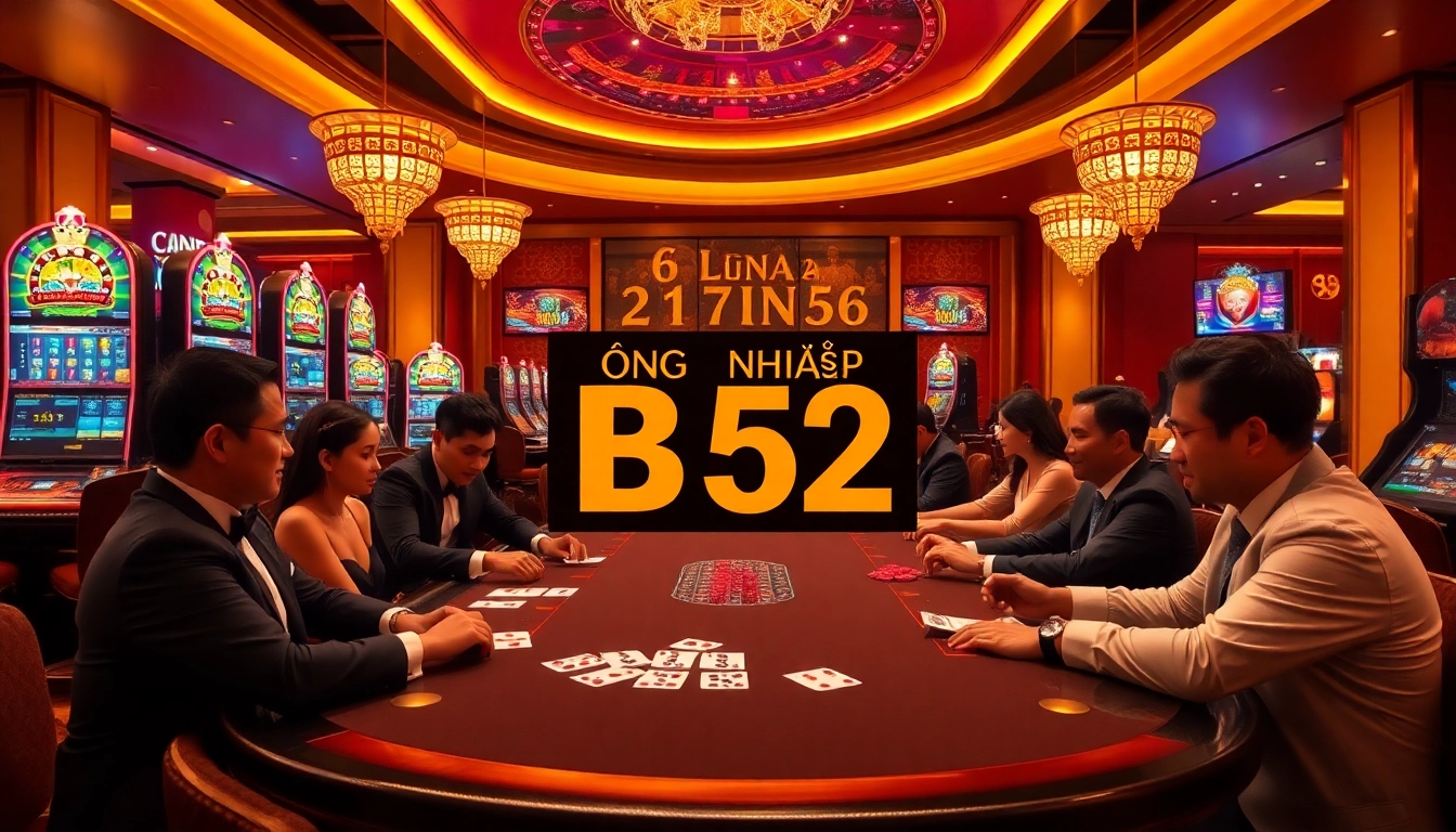Engaged players celebrating their wins at ĐĂNG NHẬP B52 casino game table, showcasing luxury and excitement.