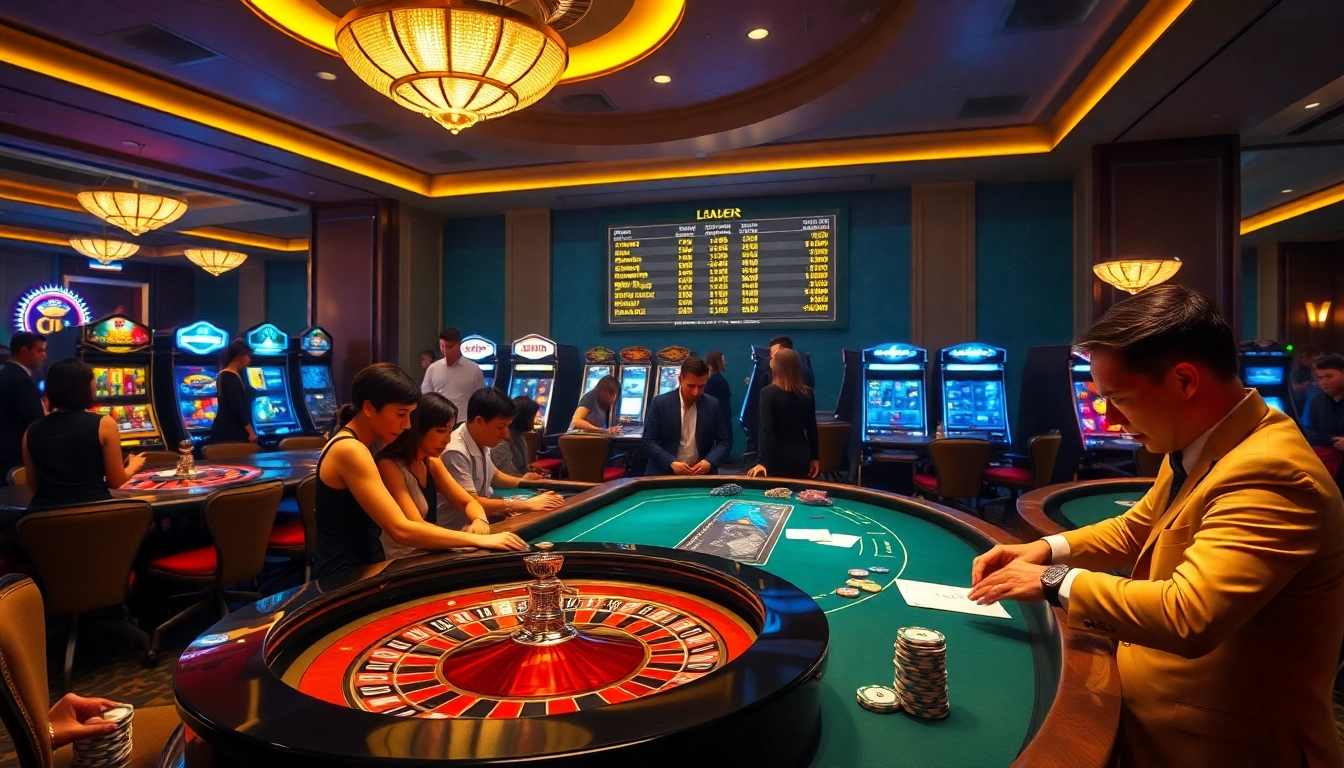 Enjoying a thrilling game at https://b52.gr.com/ casino with vibrant lights and engaging players.