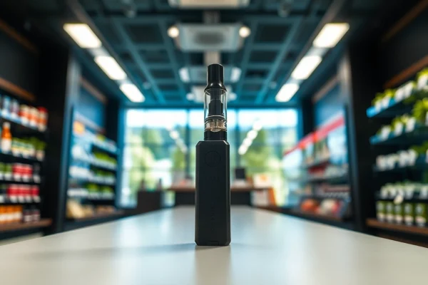 Buy DMT online with high-quality vape cartridge displayed in an inviting dispensary setting.