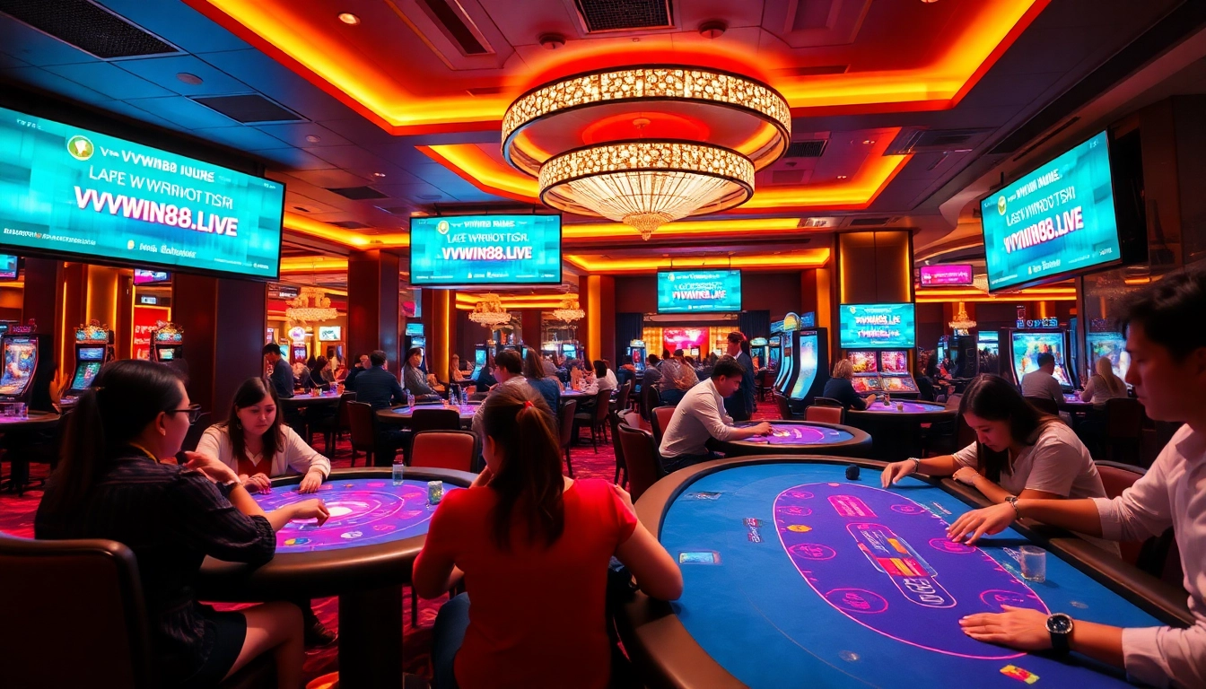 Experience the excitement of vvvwin88.live in a luxurious casino lounge setting.