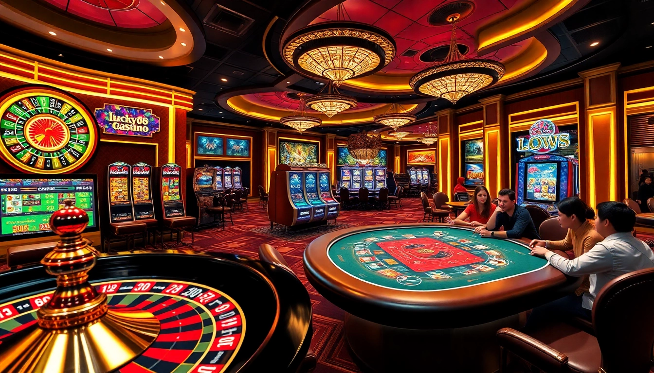 Experience thrilling gameplay at lucky88 com featuring luxurious casino tables and exciting slot machines.