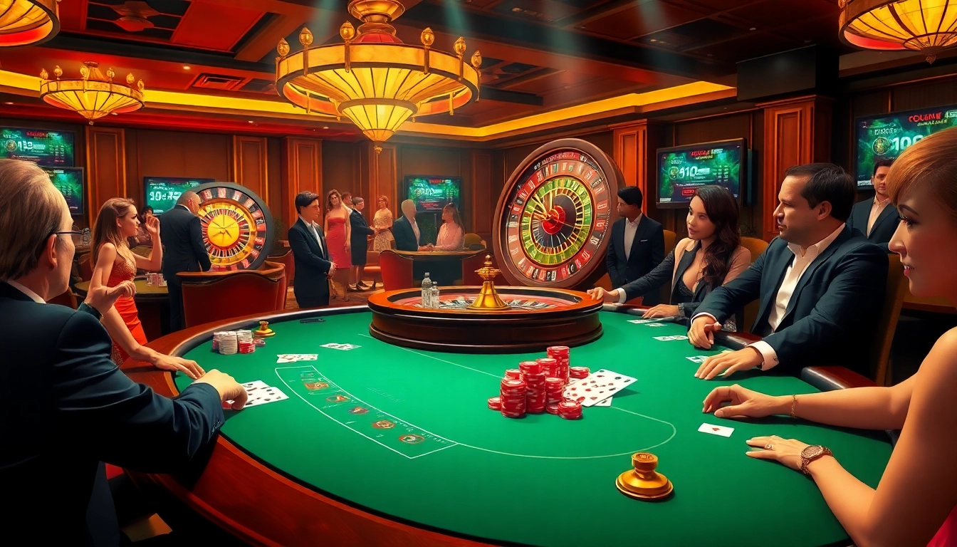 Engaging gamblers at a luxurious casino table with a spin on roulette influenced by https://giaimagiacmo.online/.