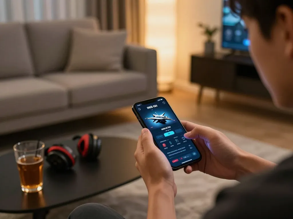 Engaging with f168 nhà cái mobile app amidst a cozy home gaming setup