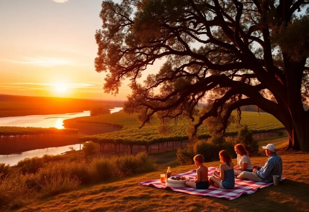 Experience things to do in Clarksburg ca with a scenic river picnic at sunset.