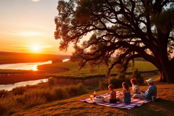 Experience things to do in Clarksburg ca with a scenic river picnic at sunset.