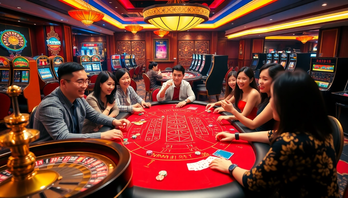 Players experience high-stakes Tài Xỉu at Haywin, surrounded by vibrant casino energy.