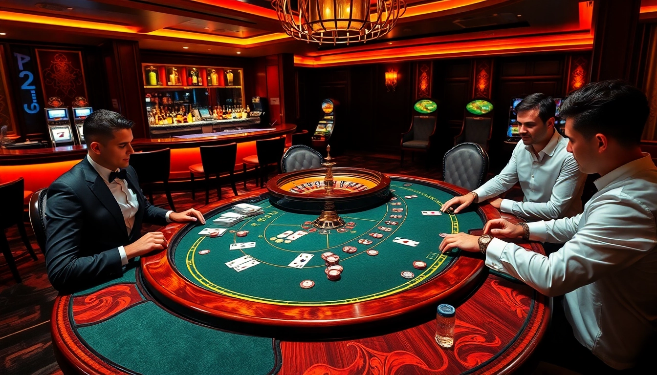 High-stakes poker scene at https://www.22jl.club/, showcasing players and vibrant casino atmosphere.