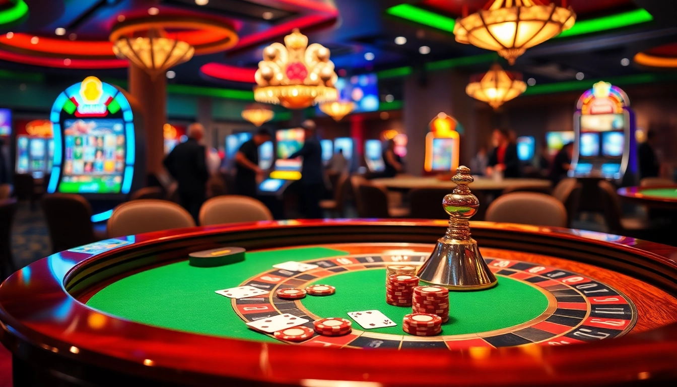 Experience thrilling gameplay at https://five882.com/ with immersive casino visuals including roulette and slot machines.