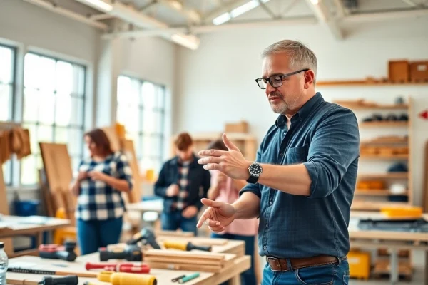 Students actively participating in construction classes led by an expert instructor.