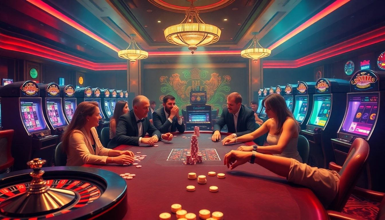 S8 players strategizing at a luxurious poker table with thrilling casino atmosphere.