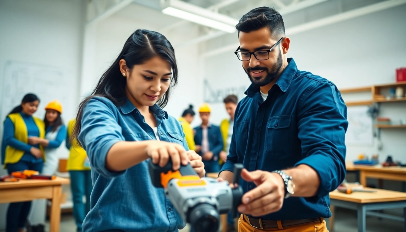 Engaged students in construction education using tools in a dynamic classroom.