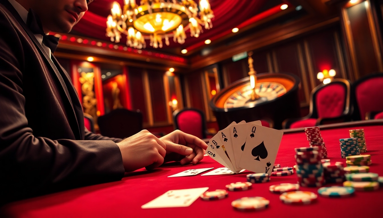 M98 players enjoying a thrilling casino atmosphere with vibrant poker chips and a roulette wheel.