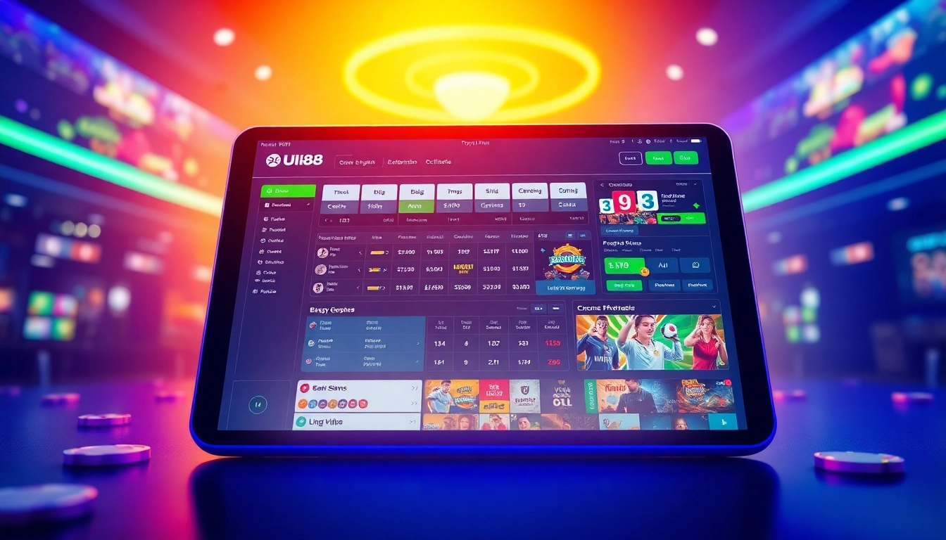 UU88 online gambling platform interface with vibrant colors and engaging design
