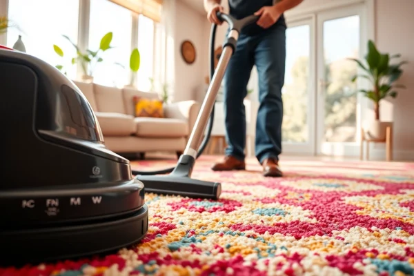 Engaging carpet cleaners lincoln ca while expertly cleaning a vibrant area rug.