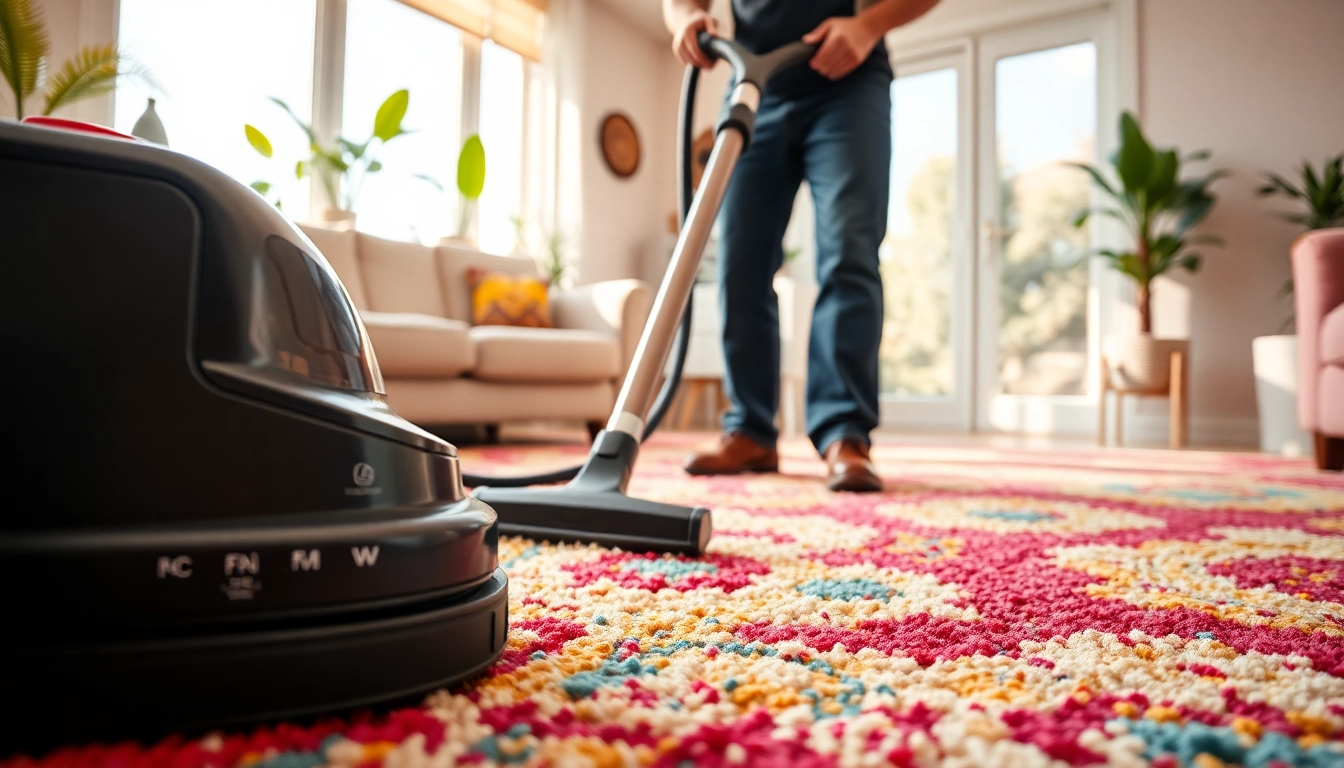 Engaging carpet cleaners lincoln ca while expertly cleaning a vibrant area rug.