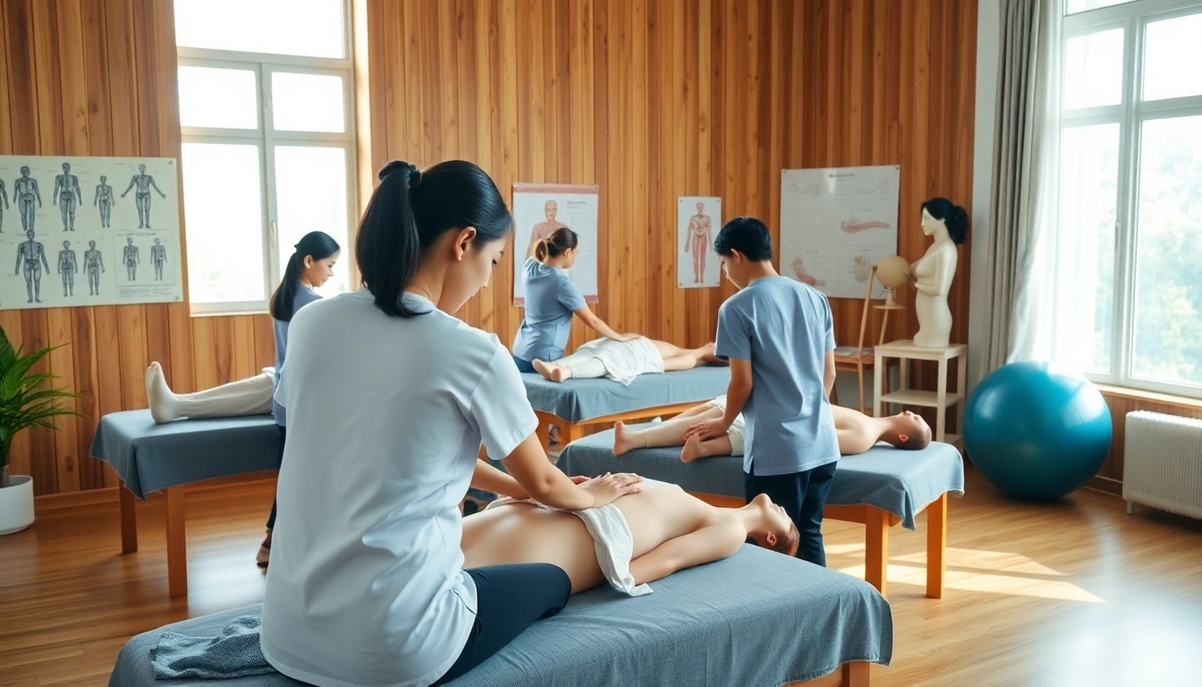 Engaging classroom scene at Chiang Mai Massage School highlighting practical massage therapy training.