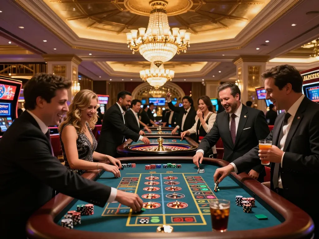 Players engaging at the KU3933 casino's roulette table, capturing the vibrant atmosphere and excitement of gaming.