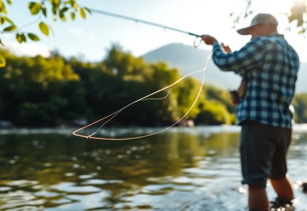 Casting with the best fly fishing rods on a picturesque river.
