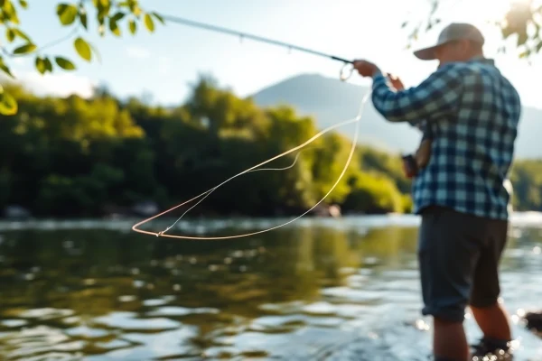 Casting with the best fly fishing rods on a picturesque river.