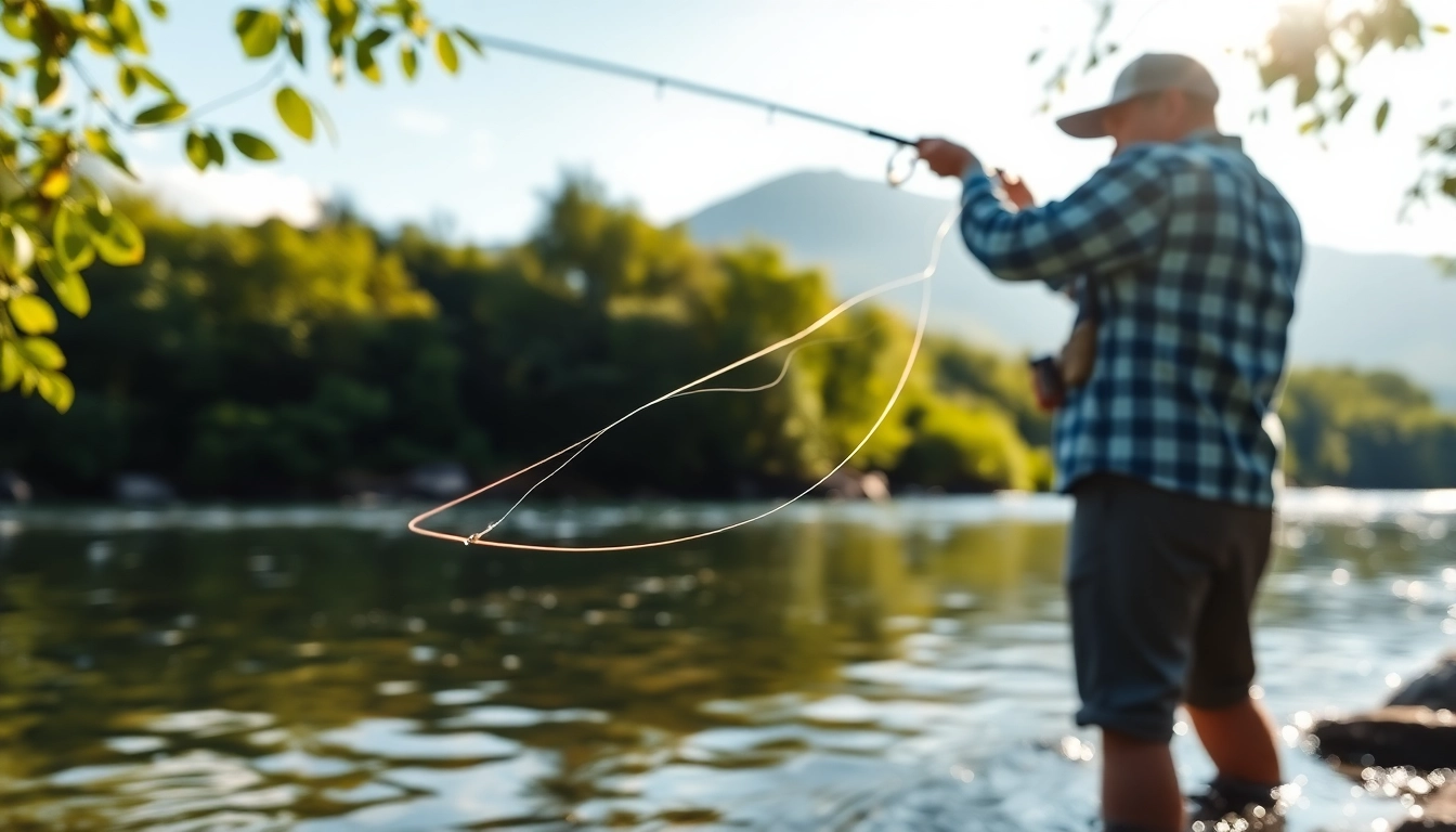 Casting with the best fly fishing rods on a picturesque river.