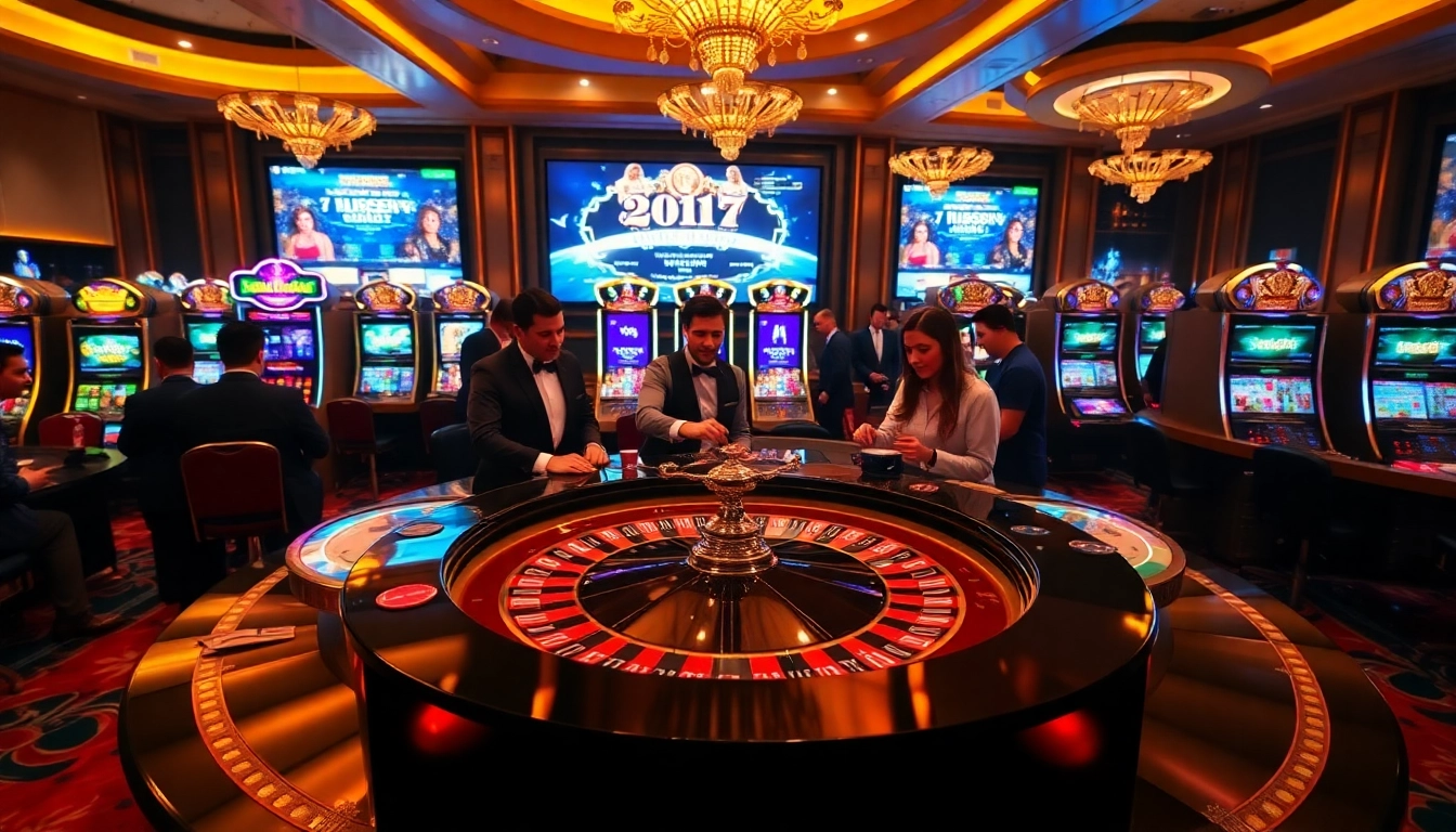 Players enjoying a lively roulette game at open88.com in a luxurious casino setting.