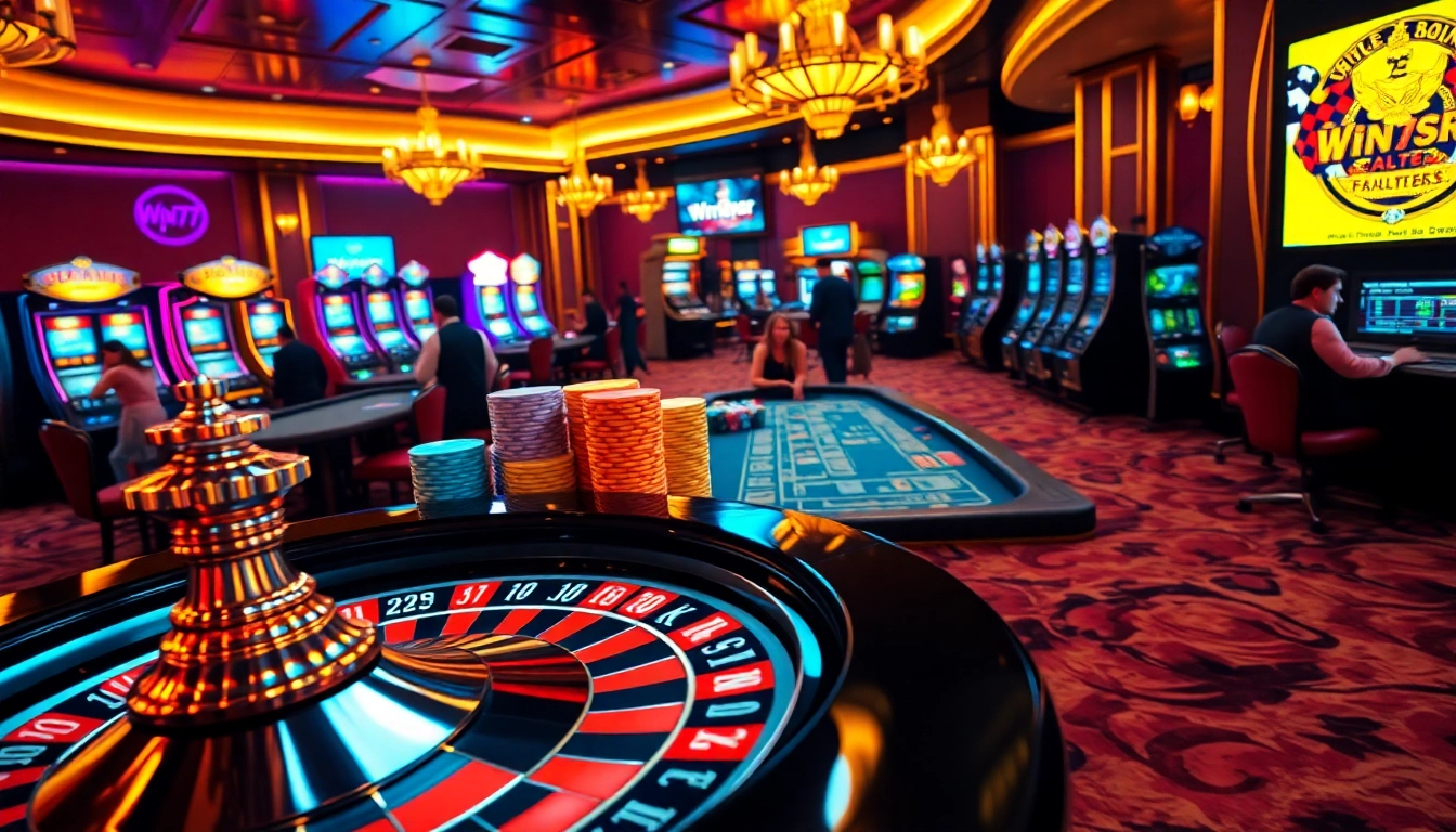 Experience the excitement of win79sr at a luxurious casino with vibrant roulette and blackjack.